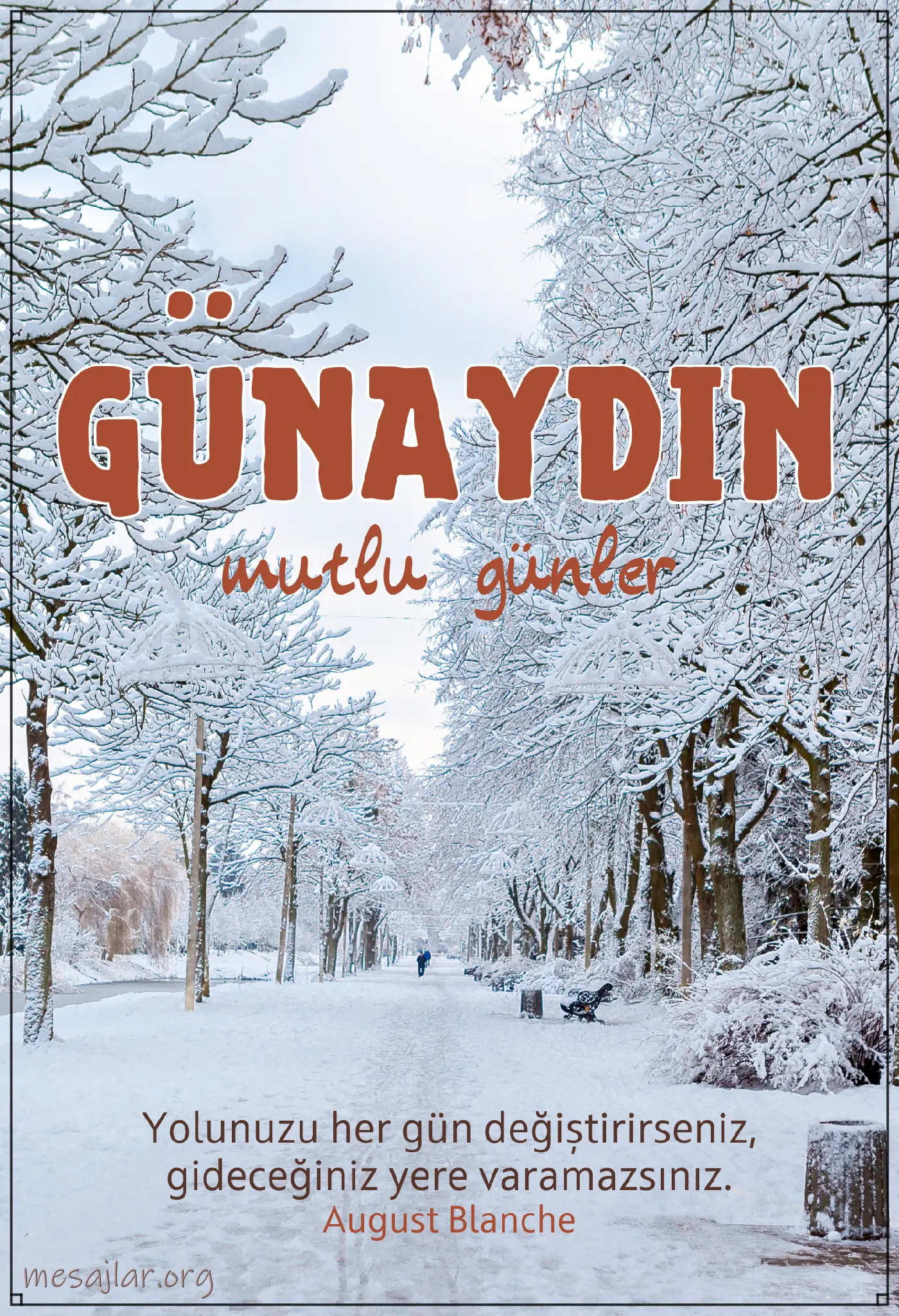 Karlı gün resimli günaydın iyi sabahlar mesajı