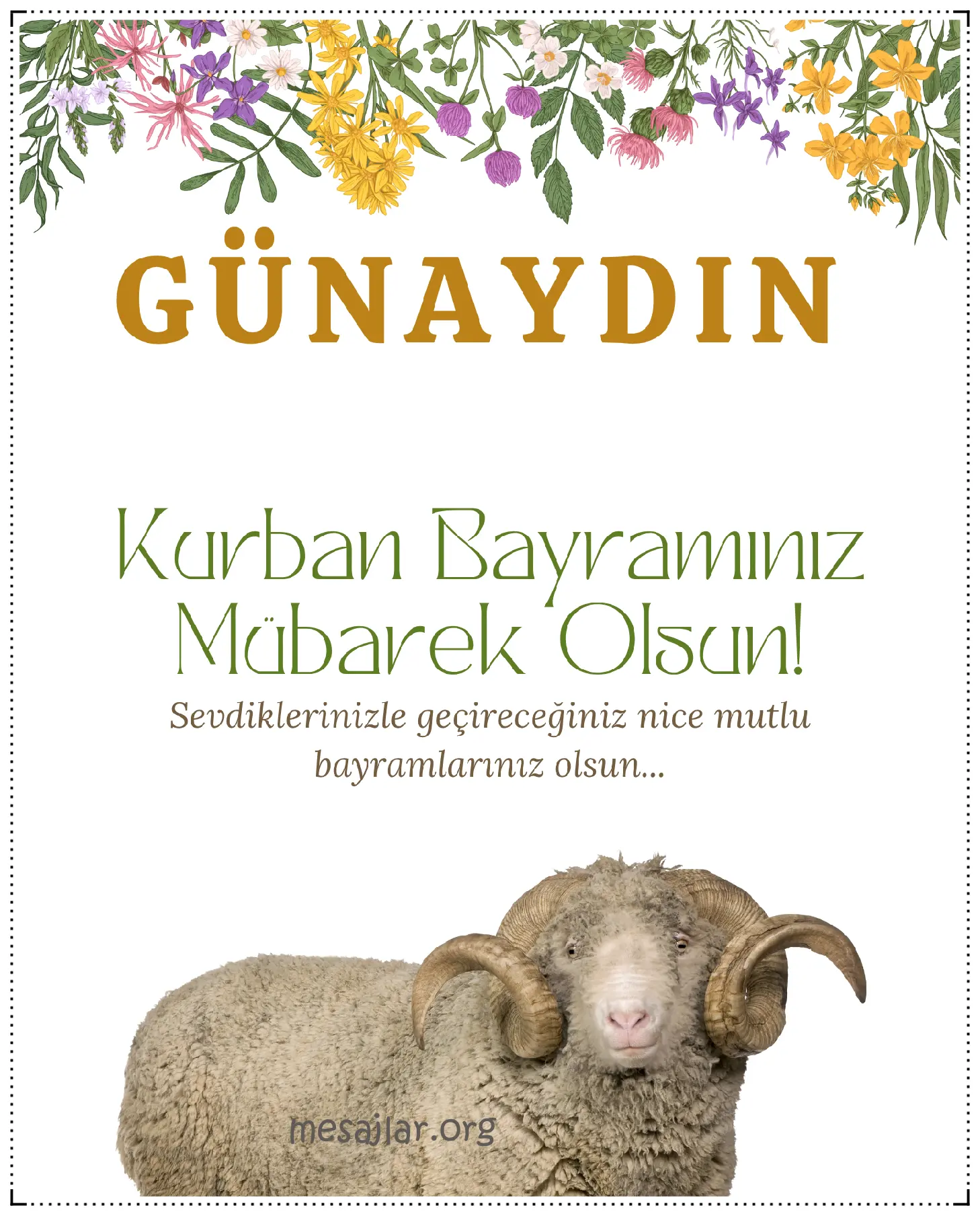 Kurban Bayramında resimli günaydın mesajı